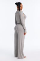 Gray V-Neck Jumpsuit