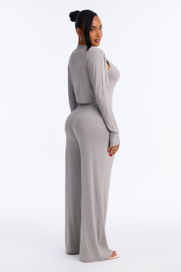 Gray V-Neck Jumpsuit