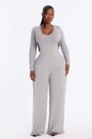 Gray V-Neck Jumpsuit
