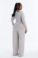Gray V-Neck Jumpsuit