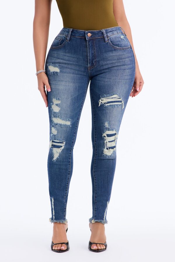 Rhylie Rip & Repair Skinny Jeans - Dark Wash