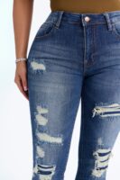 Rhylie Rip & Repair Skinny Jeans - Dark Wash