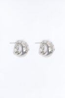 Rhinestone Rocks Stud Earrings - Silver