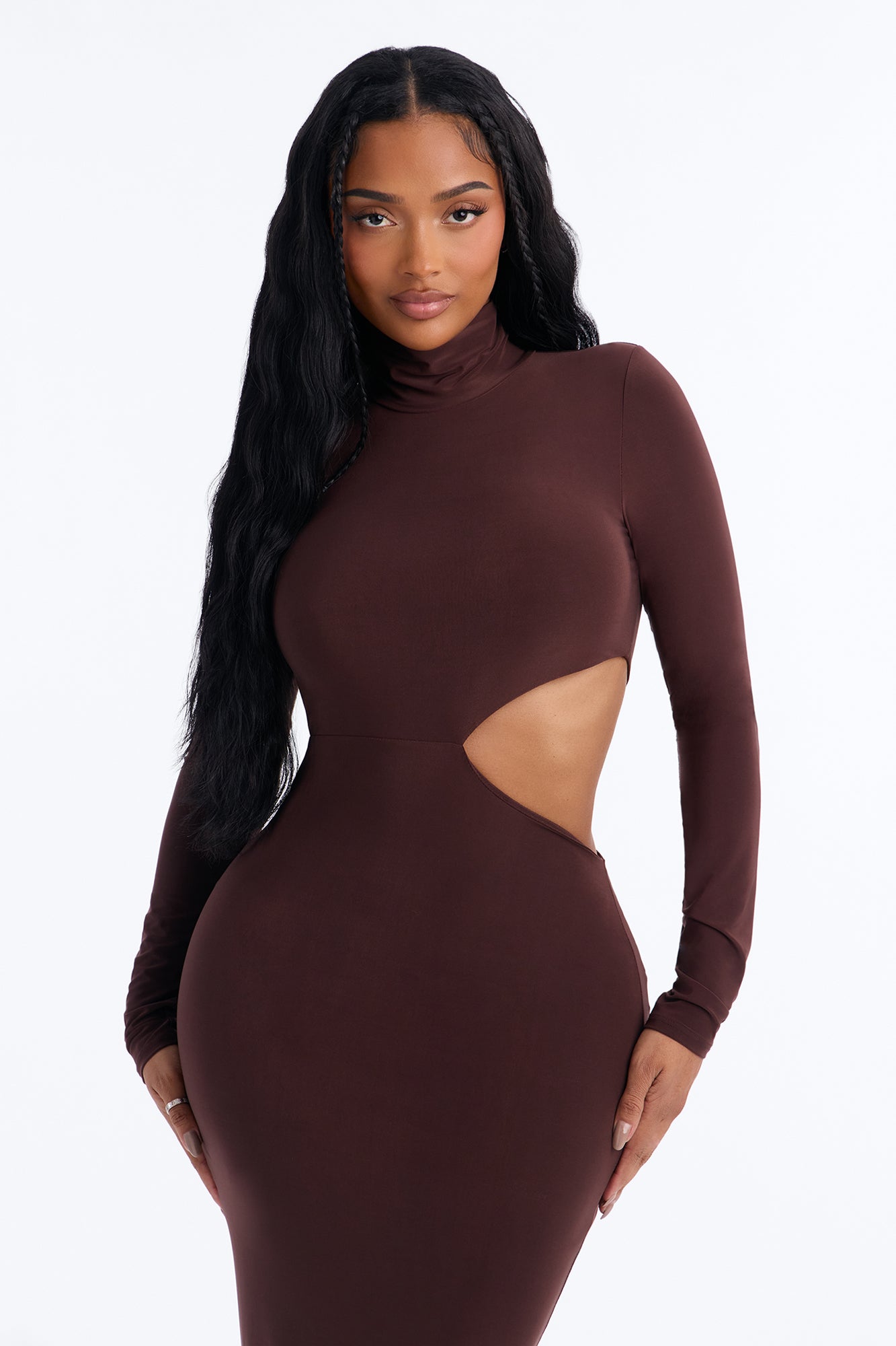 Brown Dress with mock neck