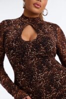 Dylan Long Sleeve Leopard Mesh Mini Dress - Leopard