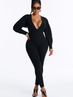 Black V-Neck Jumpsuit