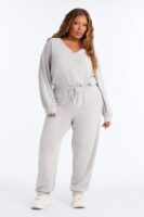 V-Neck Jumpsuit in Heather Grey