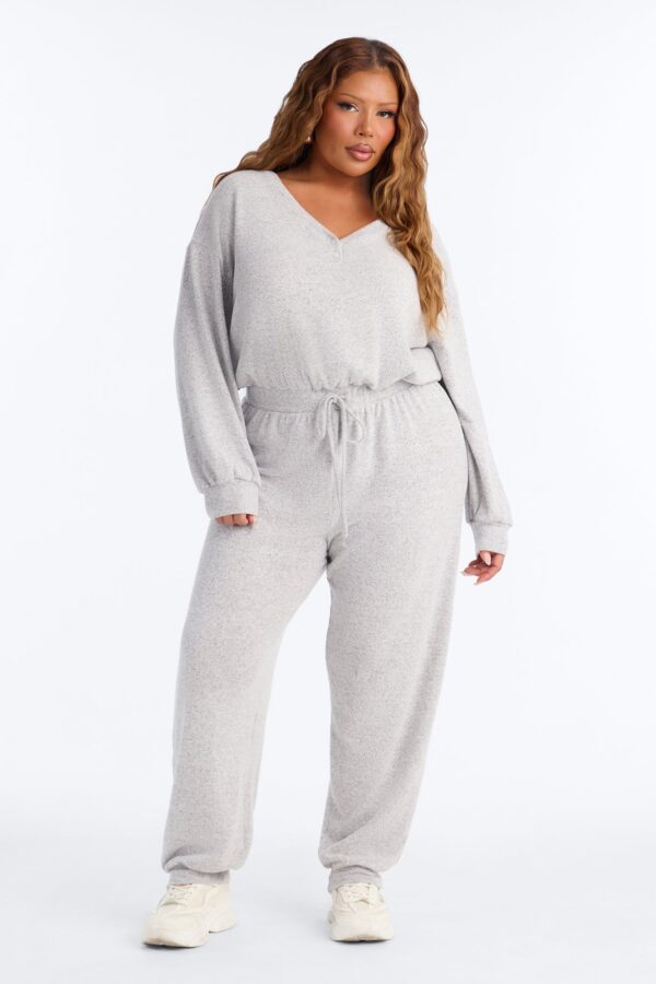 V-Neck Jumpsuit in Heather Grey