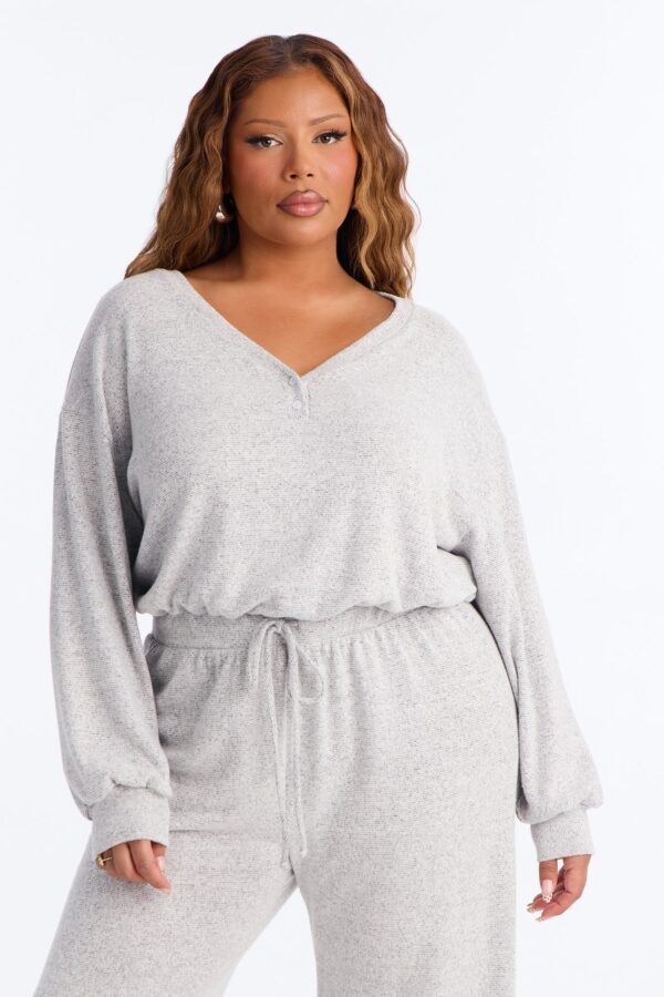 V-Neck Jumpsuit in Heather Grey