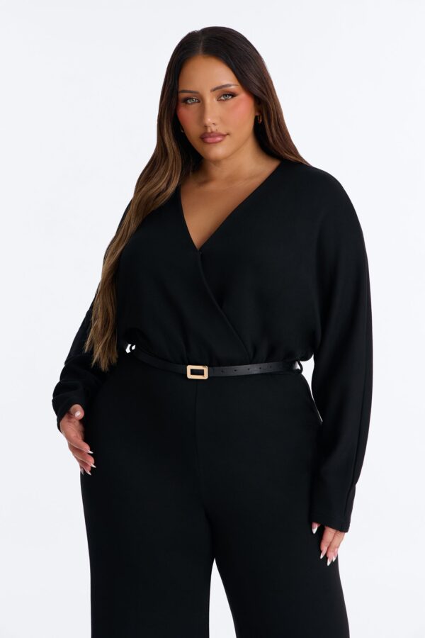 V-Neck Jumpsuit in Black