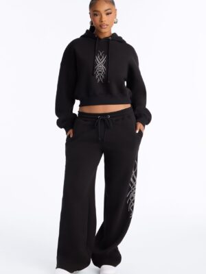 Wide-Leg Hoodie in Black