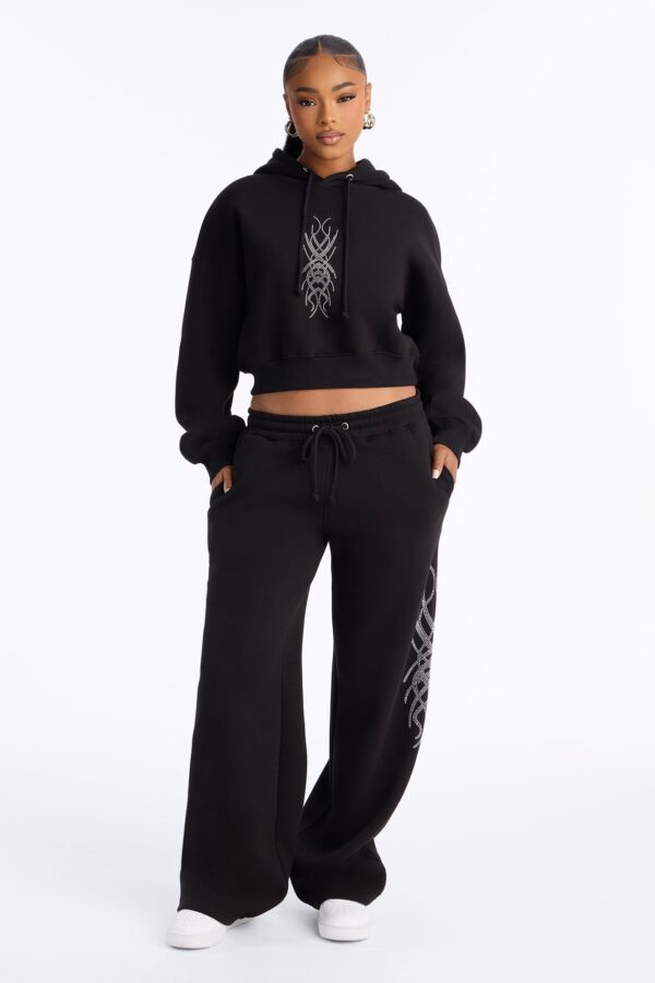 Wide-Leg Hoodie in Black