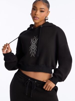 Wide-Leg Hoodie in Black