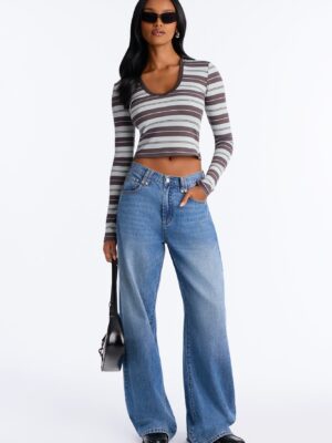 Blue Top with v-neck