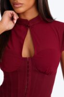Mock-Neck Top in Wine