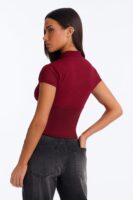 Mock-Neck Top in Wine