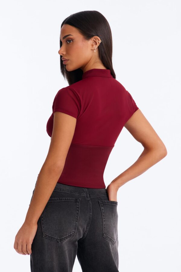 Mock-Neck Top in Wine