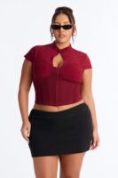 Mock-Neck Top in Wine