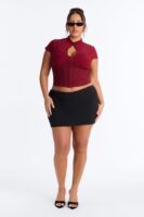Mock-Neck Top in Wine