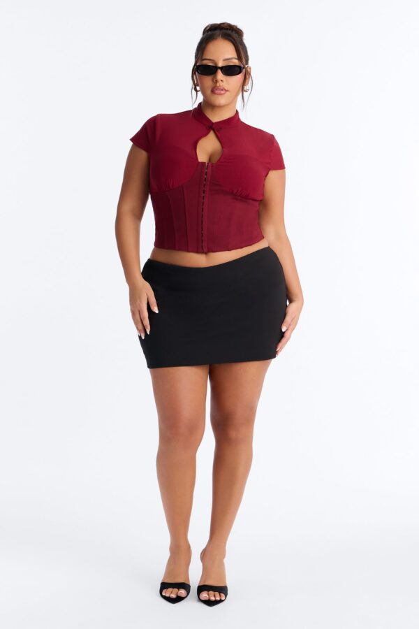 Mock-Neck Top in Wine