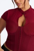 Mock-Neck Top in Wine