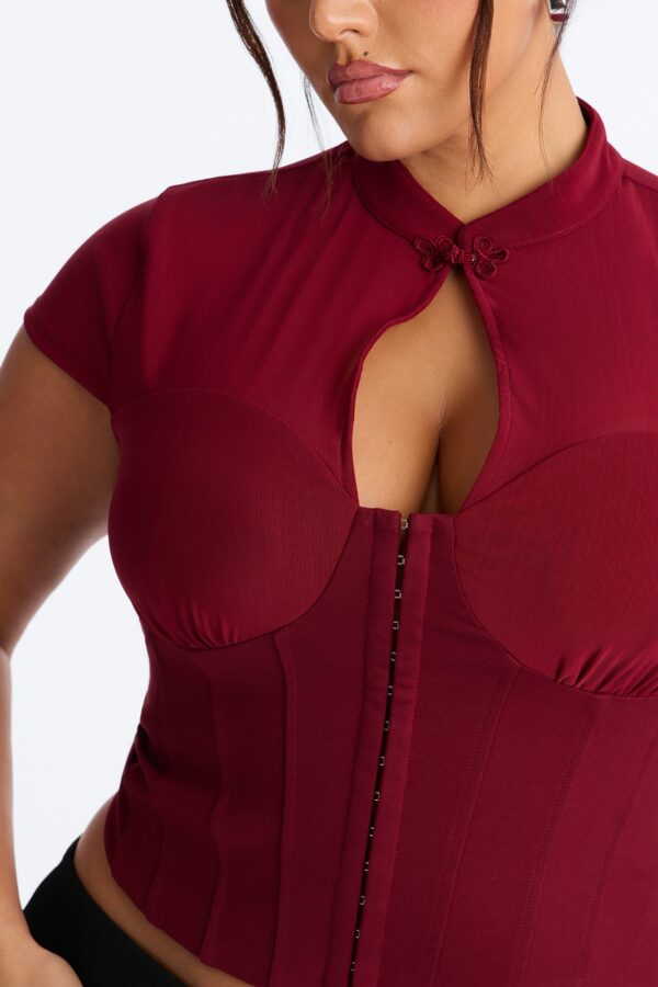 Mock-Neck Top in Wine