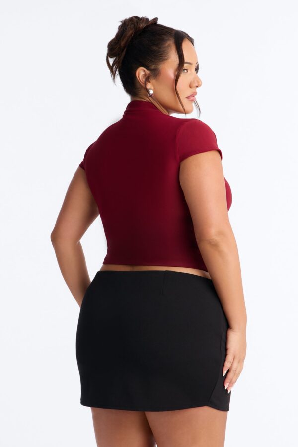Mock-Neck Top in Wine