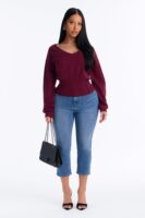 Burgundy V-Neck Pullover