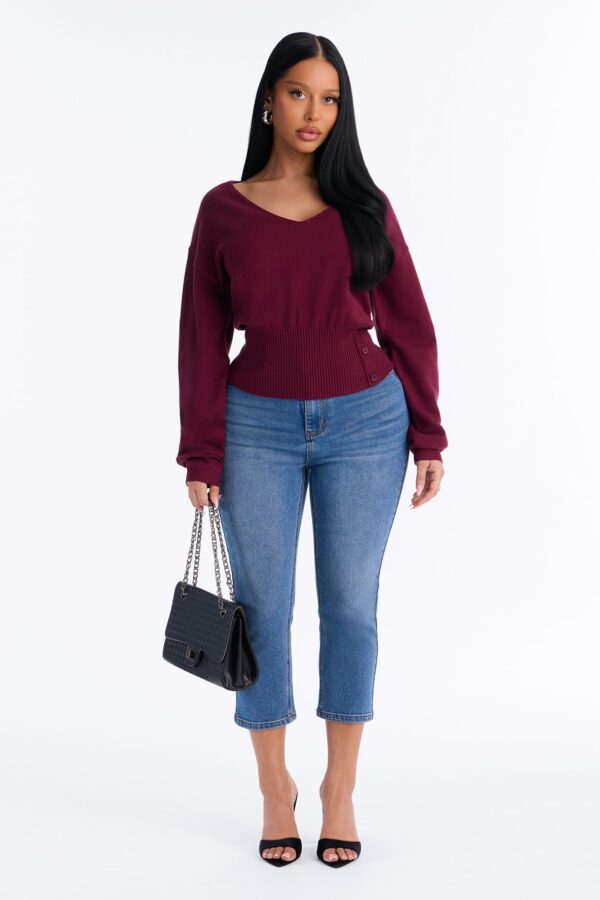 Burgundy V-Neck Pullover