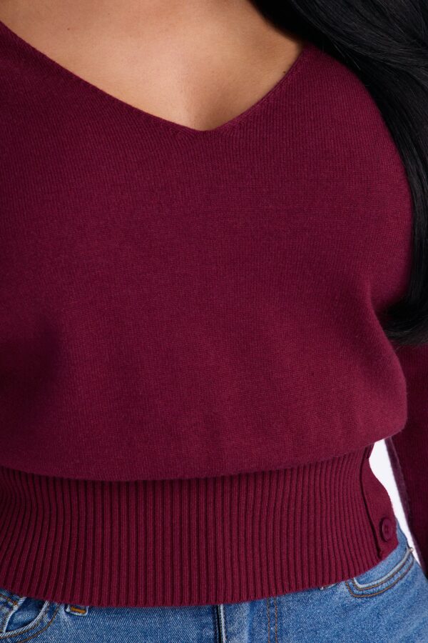 Burgundy V-Neck Pullover