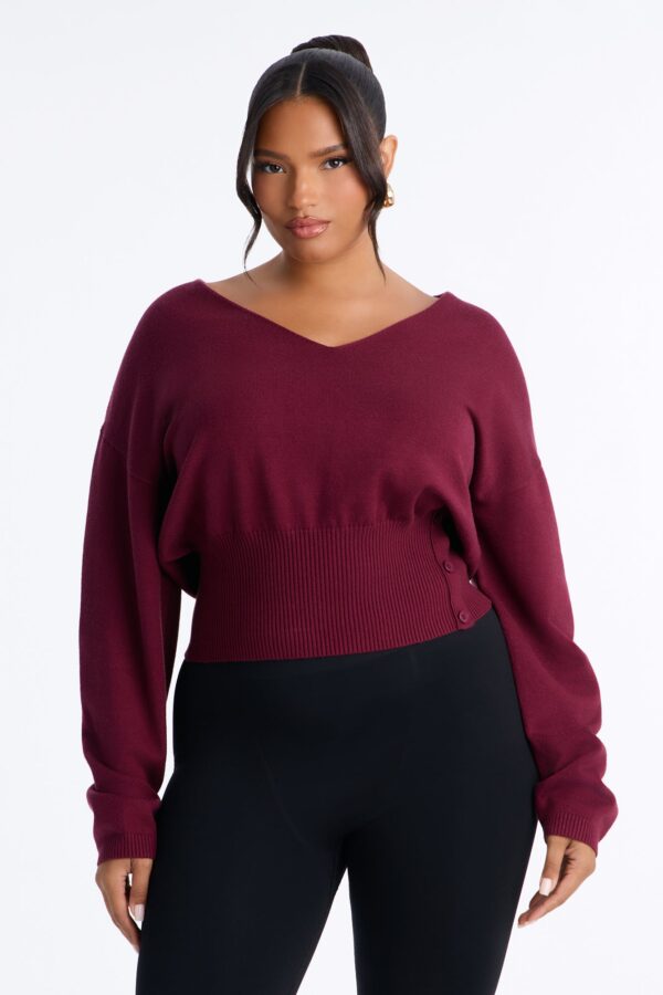Burgundy V-Neck Pullover