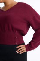 Burgundy V-Neck Pullover