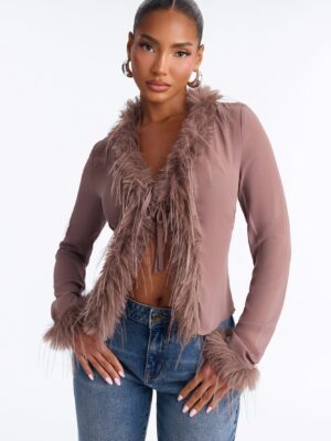 Mocha Top with v-neck