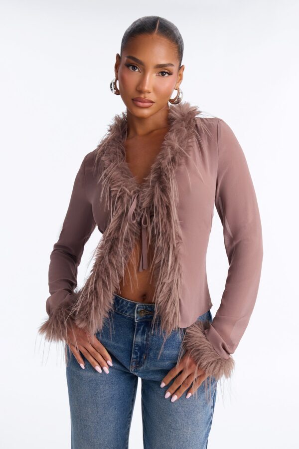 Mocha Top with v-neck