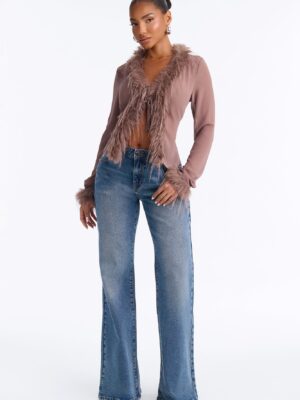 Mocha Top with v-neck