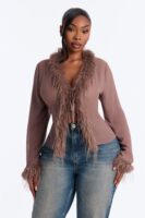 Mocha Top with v-neck