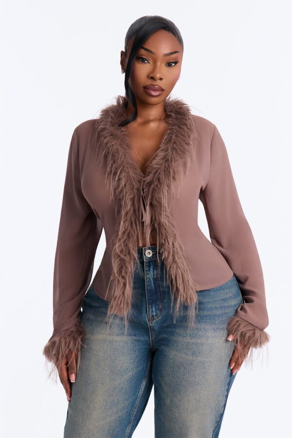 Mocha Top with v-neck