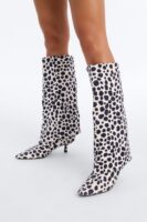 Spotted Mood Kitten Heel Boots - Black/White