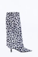 Spotted Mood Kitten Heel Boots - Black/White