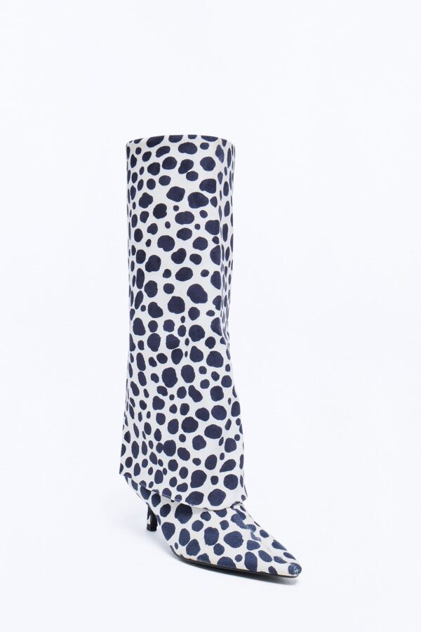 Spotted Mood Kitten Heel Boots - Black/White