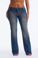 Von Dutch Low Rise Tinted Bootcut Jeans - Dark Wash