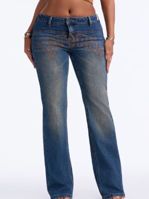 Von Dutch Low Rise Tinted Bootcut Jeans - Dark Wash