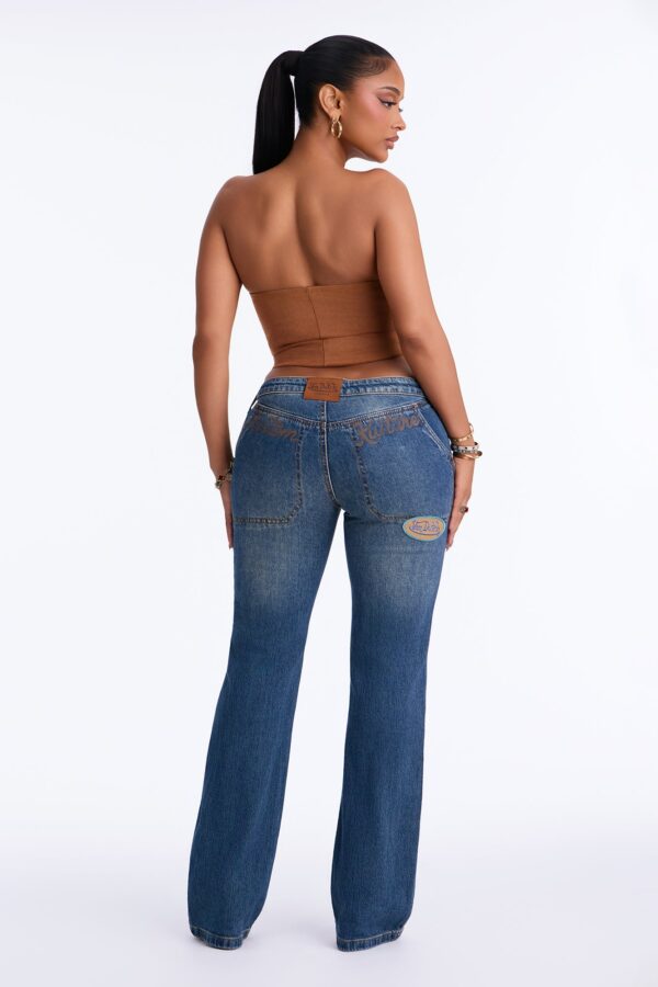Von Dutch Low Rise Tinted Bootcut Jeans - Dark Wash