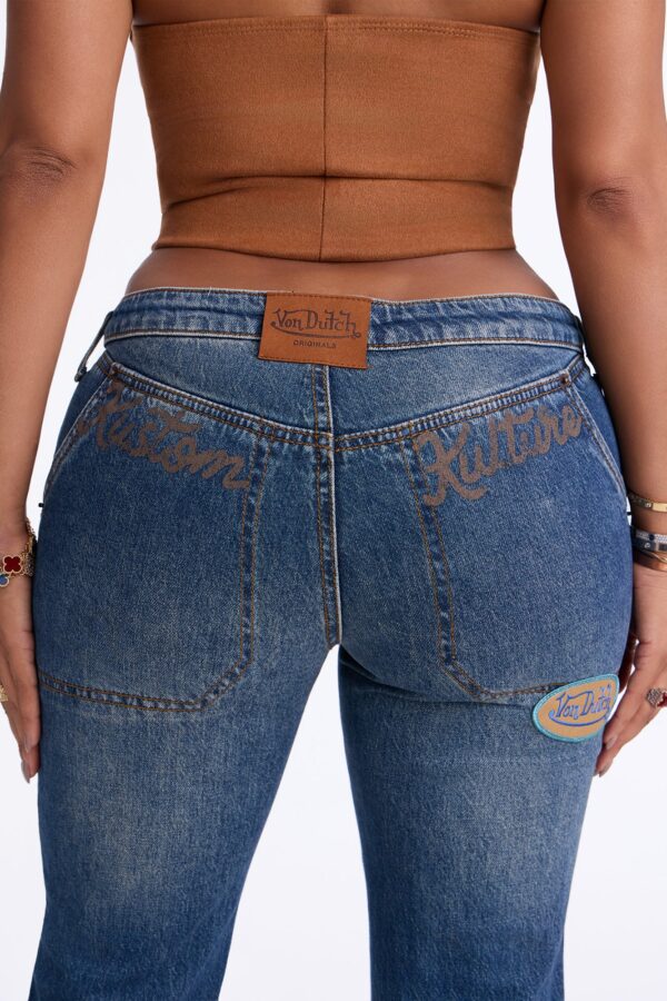 Von Dutch Low Rise Tinted Bootcut Jeans - Dark Wash