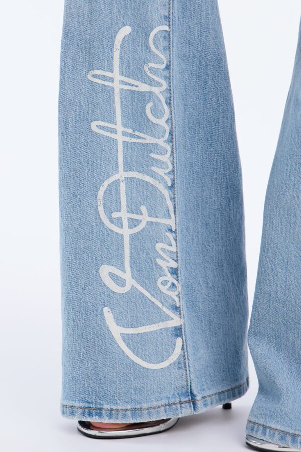Von Dutch Embellished Low Rise Flare Jeans - Medium Wash