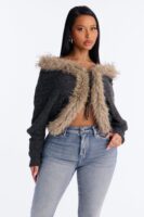 Cardigan in Gray 98% polyester