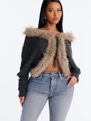 Cardigan in Gray 98% polyester
