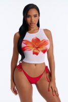 Top in Red 82% polyester and 18% spandex