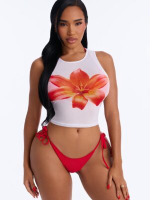 Top in Red 82% polyester and 18% spandex