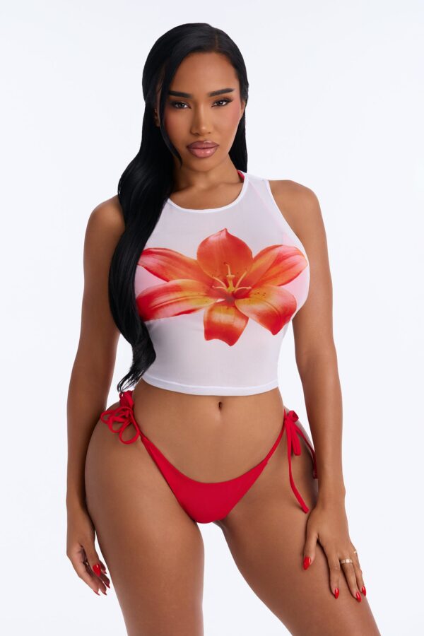 Top in Red 82% polyester and 18% spandex
